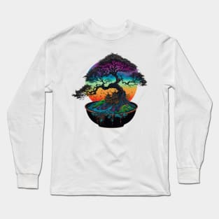 Bonsai World, Bonsai Tree, Rainbow Sunset Long Sleeve T-Shirt